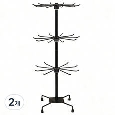 목걸이 거치대 목걸이 보관함 주얼리정리대 회전형다단구조 화장대수납용, 블랙, 2개