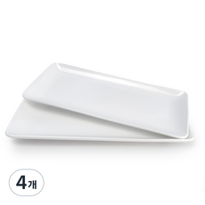 온담도자기 본차이나 직사각 접시 호텔 찬기 25.5cm, 4개, 화이트