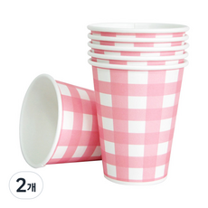 피플스파티 파티컵 8oz 체크무늬 18P, 핑크, 2개