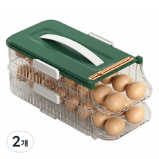 와이엠베스트 자동 롤링 계란트레이 보관함 2단 32구, 그린, 2개