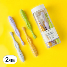 덴티플 키즈 유아 칫솔 아기 어린이 PLA, 혼합색상, 2세트, 8개입