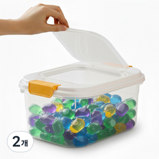 플립업 캡슐세제보관함 캡슐세제통 가루세제통, 2개, 화이트