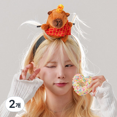 말랑마쥬 인싸템 캐릭터 파티 머리띠, 2개, 카피바라_킹