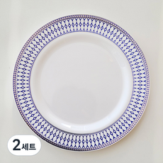 블루 사파이어 다회용 플라스틱 접시 19cm, 2세트, 10개