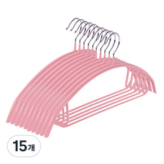 온리블 나시끈걸이 포함 실리콘 코팅 논슬립 옷걸이, 15개, 블라썸 핑크