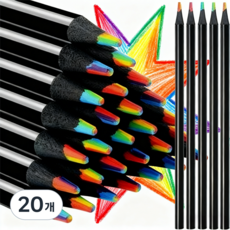 사라토리 블랙우드 7in1 무지개 색연필, 20개, 7색