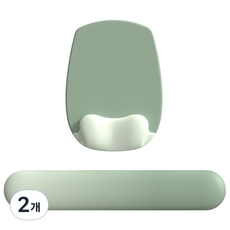 아라리오 벨루어 컴포트 키보드 마우스 손목 받침대 세트, 2개, 세이지 그린