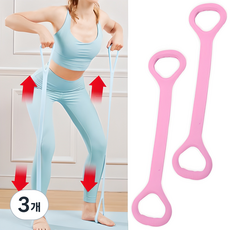 피트모션 필라테스 요가밴드 홈트 스트레칭 밴드, 핑크1P+1P, 3개