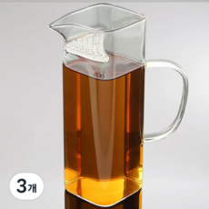 지니마켓25 내열유리 숙우 차거름망 유리 티서버 다도용 숙우 티서버 유리포트 잎차 티웨어, 3개, 400ml