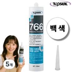 탑씰 766 외장용 백색 실리콘 실란트 친환경 270ml 노즐포함, 5개