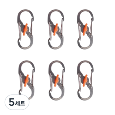 트렌디포 스탠 S형 고강도 다용도 미니 카라비너 도난방지 잠금고리, 5세트, 1단, 실버 6개(35 X 15mm)