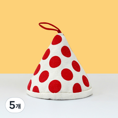 헤이까야 고깔 냄비손잡이 패브릭 주방장갑 냄비 뚜껑 꼬깔미니손잡이, 도트-레드, 5개