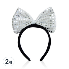 피플스파티 스팡클리본머리띠 소 4개입, 실버, 2개