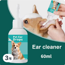 [펫하모니] 반려동물 귀 세척액(Ear Drop) 귀 세척 냄새제거 진드기제거, 3개, 60ml