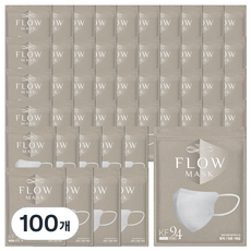 플로우 KF94 귀안아픈 숨쉬기편한 새부리형 마스크 대형, 1개입, 100개, 화이트