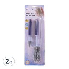 아트릴리 열탕소독 가능한 실리콘 젖병 세척솔 3종세트, 그레이, 2개