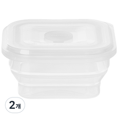 접어락 3단폴딩 실리콘 접이식용기 밀폐 보관 용기, 올클리어, 2개, 500ml