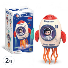 토이즈데이 춤추는 우주 로켓 별빛 프로젝션 연기 효과 음악 LED 불빛 댄스 로보트 장난감 단체 선물, 2개, 레드