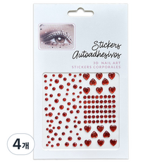 다락301 스티커 페이스 반짝이 페스티벌 파티 워터밤 메이크업 큐빅 얼굴스티커, 4개, 10 심쿵레드