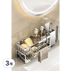 스테인레스 수세미 거치대, 3개, 실버