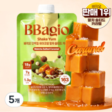 바지오 단백질 쉐이크얌 말차솔티드카라멜, 5개, 45g