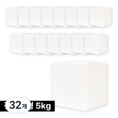 아이스박스 냉동식품 택배 스티로폼박스 5호 정사각형, 32개, 흰색 5kg