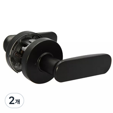 도체 2204 항균 국산 안심 방문손잡이 녹 변색없는 버튼형 레버 도어락 시공편리, 2개, 블랙