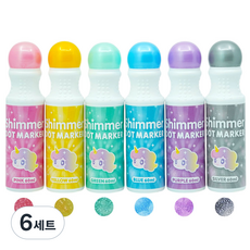 따블리에 반짝이 도트물감 미술놀이 유아물감 도트마카 360ml, 6세트, 6색
