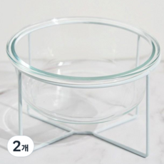 스펜서 반려동물 화이트 고양이 수반 강아지 유리 밥그릇, 화이트 480ml, 2개