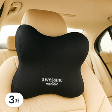 메디닥 차량용 메모리폼 경추 목쿠션, 3개, 블랙