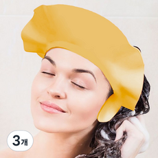 일상팡팡 둘레조절 성인 샴푸캡, 옐로우, 3개