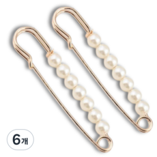 루비담 패션 진주 큐빅 빅옷핀브로치 세트, 옵션4)골드진주, 6개