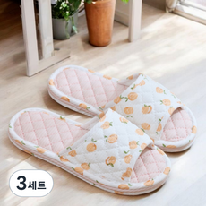 숲아트 프룻팝 시원한 여름 무소음 층간소음 3중 쿠션 족저근막염 면 거실 실내화 거실화 어린이집, 3개, 소프트피치