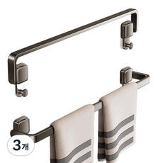 휘모멘트 무타공 프리미엄 흡착식 와이드 수건걸이, 그레이, 3개