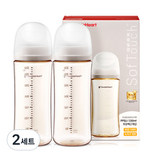 더블하트 모유실감 3세대 PPSU 제뉴인화이트 330ml 트윈팩(젖꼭지미포함), 하루그레이, 2세트