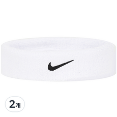 나이키 로고 클래식 헤드밴드 헤어밴드 머리띠, 화이트, 2개