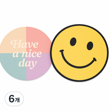 럭키세븐 티코스터 규조토 패브릭 코스터 컵받침 논슬립, 6개, 스마일