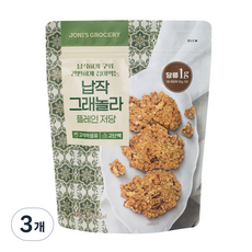 [저당간식] 저당 플레인 납작 그래놀라 시리얼 한입 통곡물 씨리얼 저가당 조니스그로서리 한끼 어른 간식, 200g, 3개
