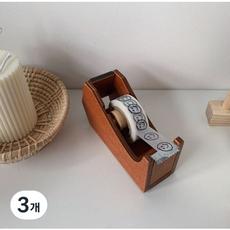 우드테이프커터기 감성문구 우드마테커터기 신학기문구, 3개, 브라운