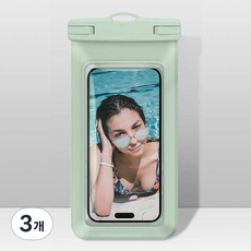 코코쥬 파스텔 IPX 최고등급 스마트폰 방수팩+넥스트랩, 3개, 연그린