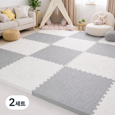 레디보드 2.5cm 두께 EVA 퍼즐매트 30 x 30cm 16개, 2세트, 화이트+그레이