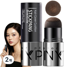 빈모 새치 커버 써니팝 헤어 커버 쿠션 스틱팡 헤어라인 흰머리커버 헤어쿠션, 2개, 다크 브라운