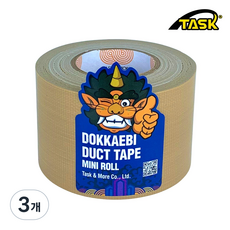 도깨비 수출용(국내산) 덕트테이프 덕테이프 미니롤 BEIGE 50mmX10m, 3개