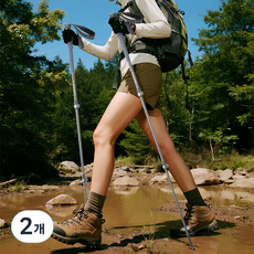 KDNC 3단등산스틱 초경량 두랄루민등산스틱 7075, 2개, 그레이