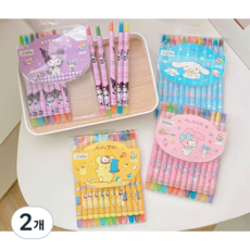 [아띠엘] 산리오 캐릭터 돌돌이 색연필 12색 유아 키즈 입학준비물 신학기 새학기 생일선물, 2개
