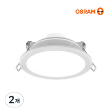 오스람 LED 다운라이트 3인치 8W 플리커프리, 2개, 전구색 3000K 노란빛