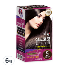 로브로제 윤기 실크코팅 칼라크림 새치커버용 염색약, 5호(자연갈색), 6개