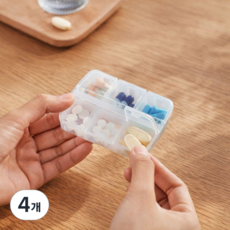 엔웨스트 국산 휴대용 알약 케이스, 투명, 4개