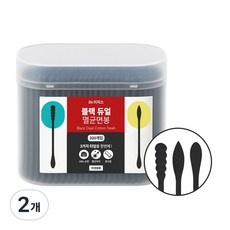 닥터이지스 3TYPE (둥근+나선+원뿔) 순면 블랙 듀얼 멸균면봉 300개입, 2개