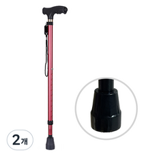앤시오 가벼운 어르신 지팡이 미끄럼방지, 단일, 2개, 레드